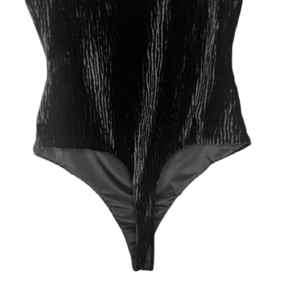 NAKED WARDROBE Strapless Velour Unitard Bodysuit, Black, Size XS, NWT - Picture 7 of 11